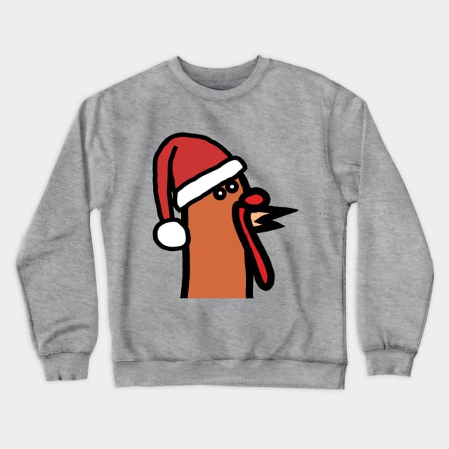 Portrait of Thanksgiving Turkey Wearing Christmas Santa Hat Crewneck Sweatshirt by ellenhenryart